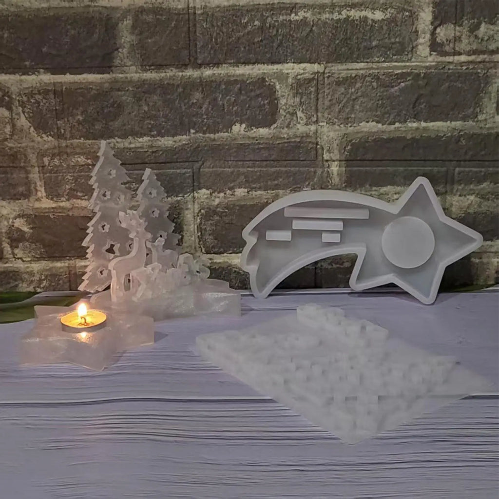 Christmas Silicone Molds Easy Release Flexible Casting Moulds Christmas Tea Light Candle Holder Silicone Molds For Wax Plaster Qme
