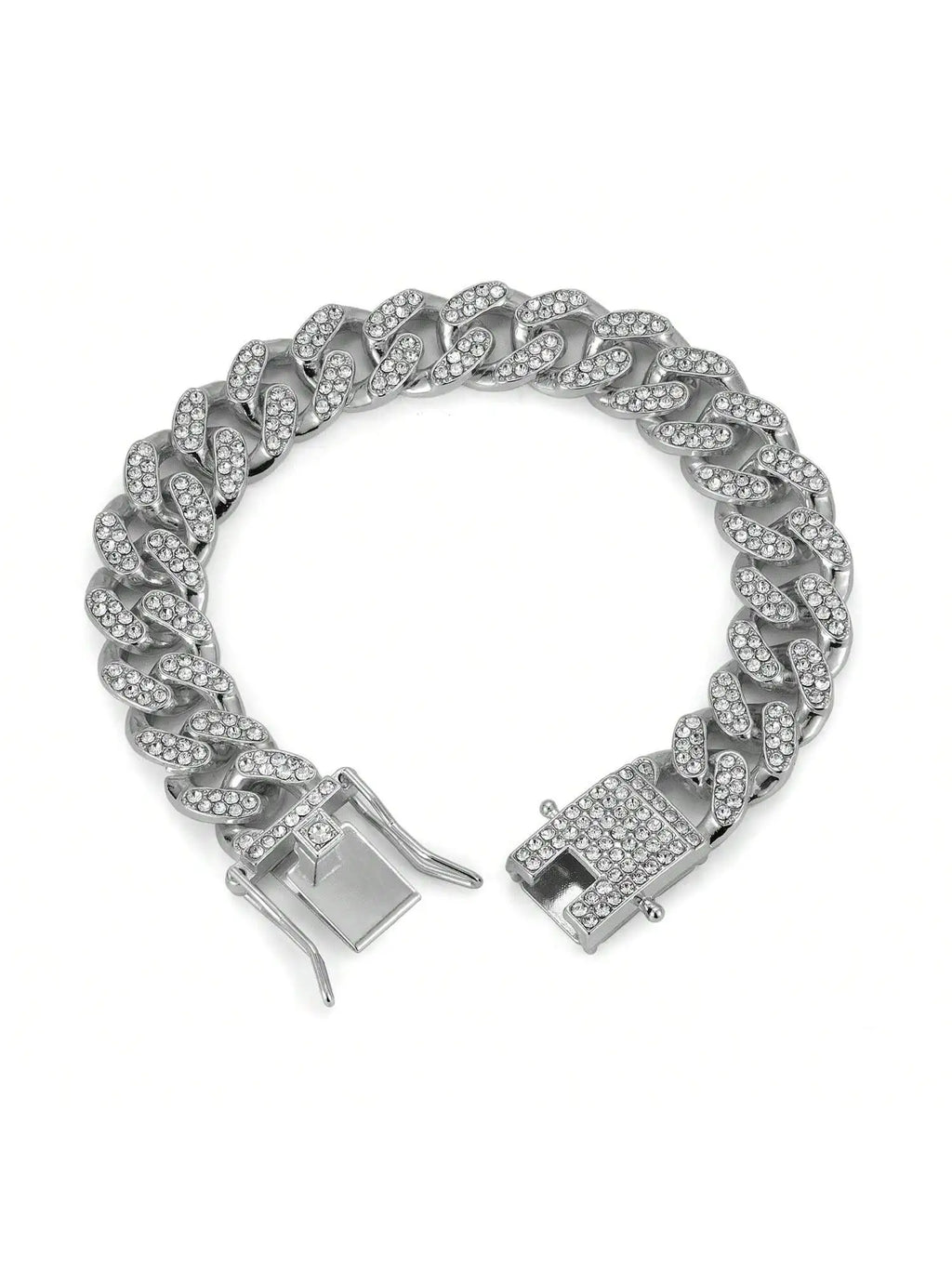 Hip-hop Pet Cuban Chain Dog Faux Diamond Necklace Alloy Collar Qme 20cm