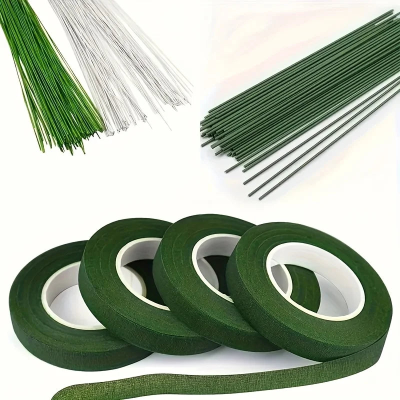 1/10Rolls Green Bouquet Floral Tapes Self-adhesive Stamen Wrapping Paper Tape DIY Flowers Decor for Florist Wedding Party Props Qme