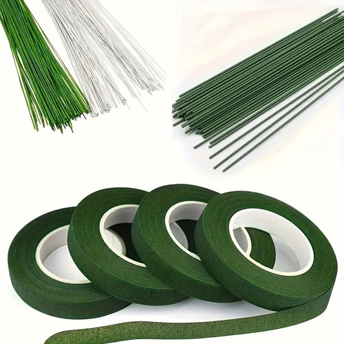 1/10Rolls Green Bouquet Floral Tapes Self-adhesive Stamen Wrapping Paper Tape DIY Flowers Decor for Florist Wedding Party Props Qme