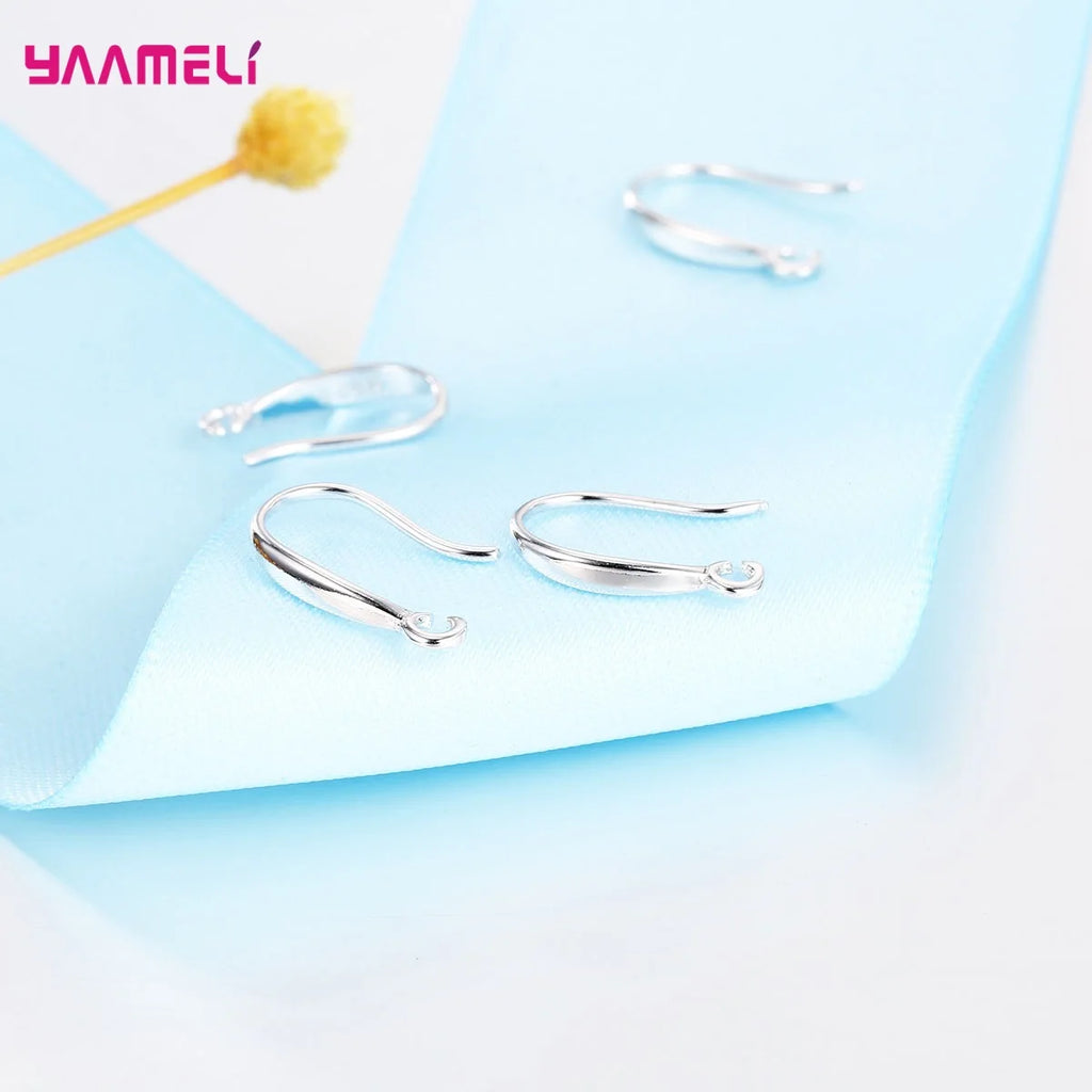 100PCS Lot Real 100% 925 Sterling Silver Stamp Hook Earrings Jewelry Findings Fittings Components Accessories Handmade Supplies Qme
