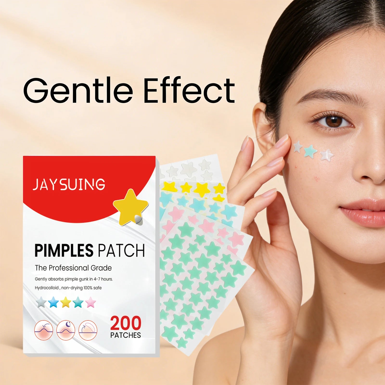 Color Star Pimple Patches Invisible Hydrocolloid for Face Acne Dots Absorbing Exudates Waterproof Concealer Acne Patches 200PCS Qme