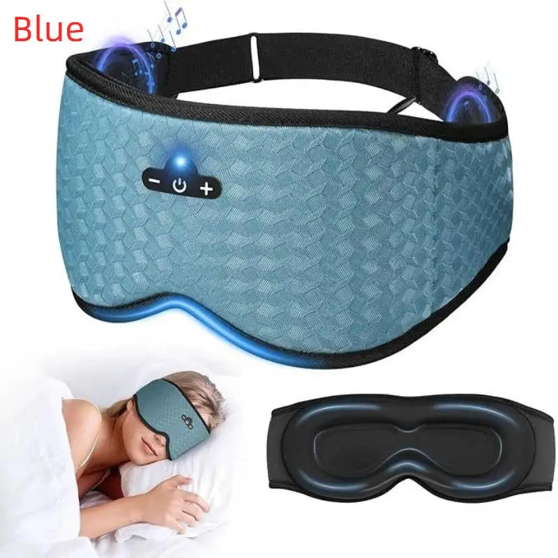 Bluetooth 3D Sleep Eye Mask Headphones Wireless Breathable Soft Qme Blue