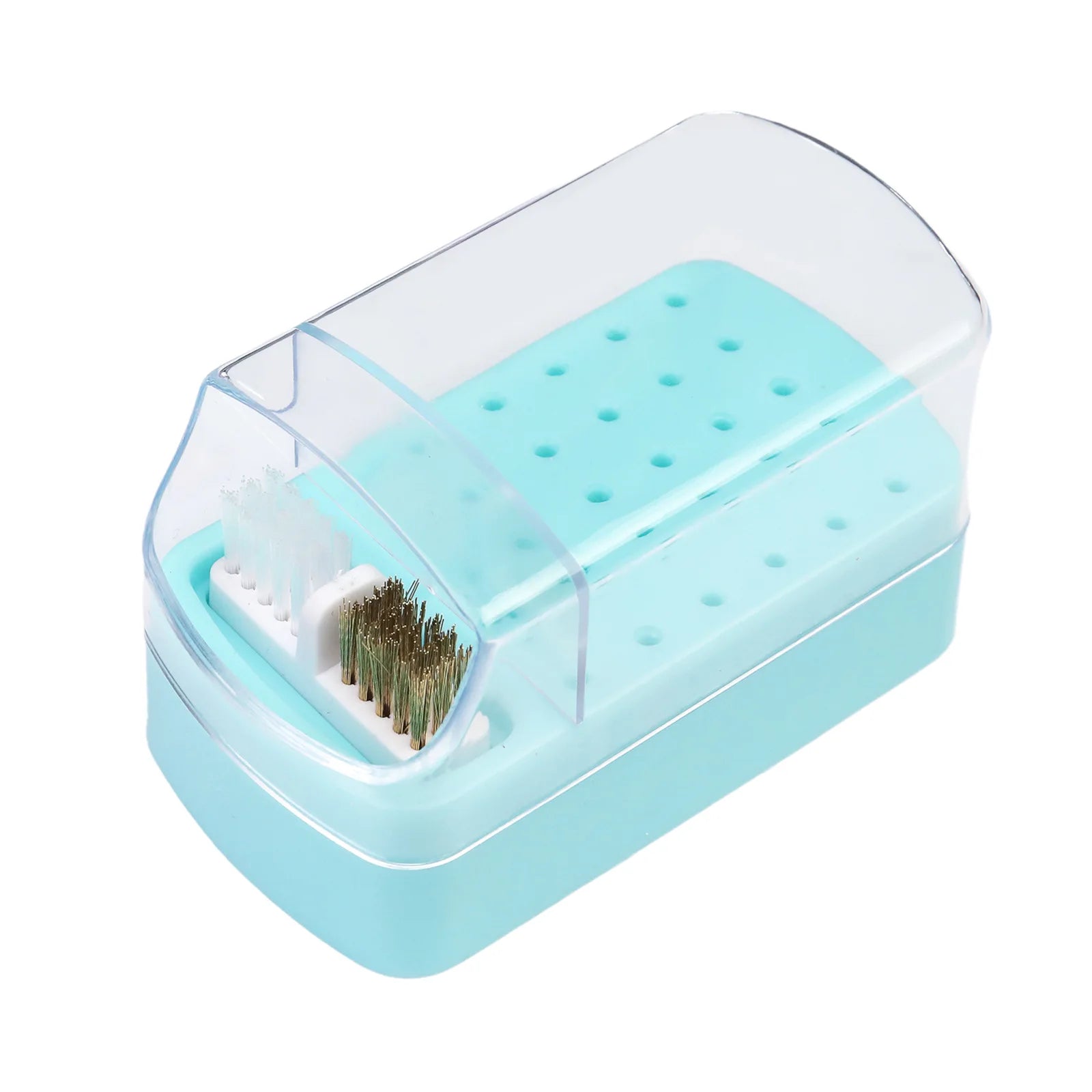 30 Holes Nail Polish Head Organizer Acrylic Portable Organizer Transparent Dustproof Cleaning Organizer Professional Nail Tools Qme Blue