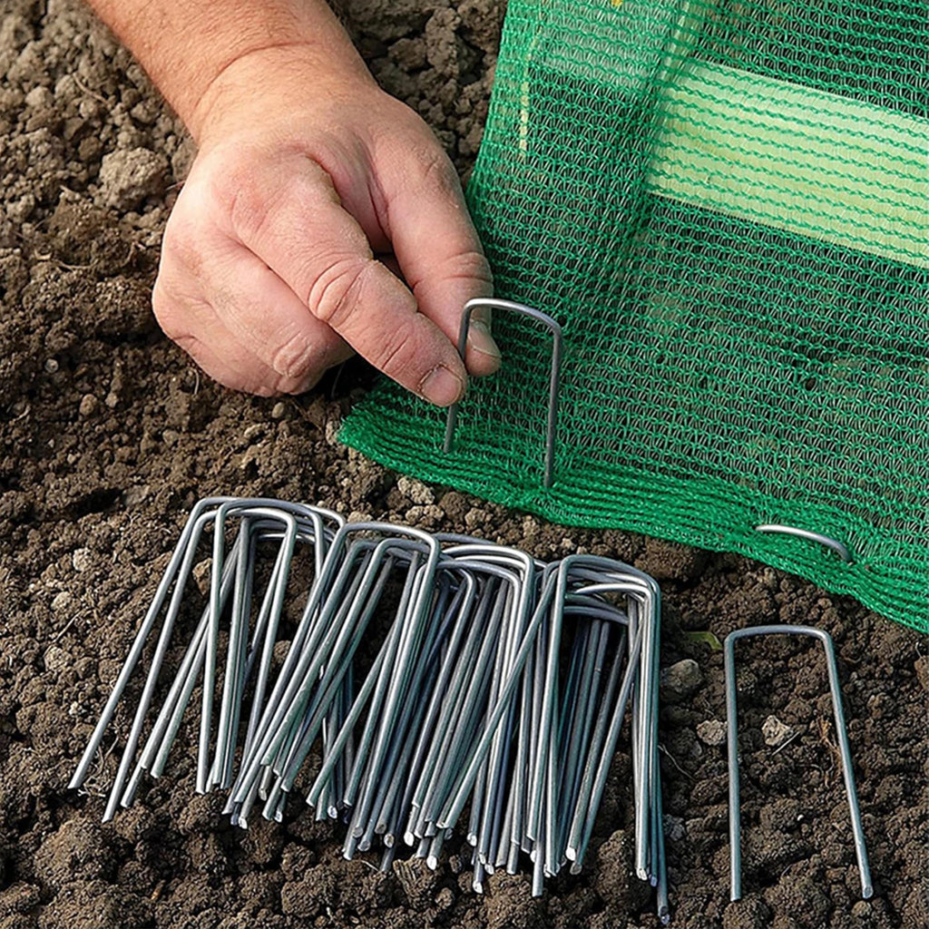 U-Shaped Garden Nails Heavy Duty Stake Lawn Galvanized Landscape Nail for Fixing Water Pipe Turf Barrier Ground Nail Qme
