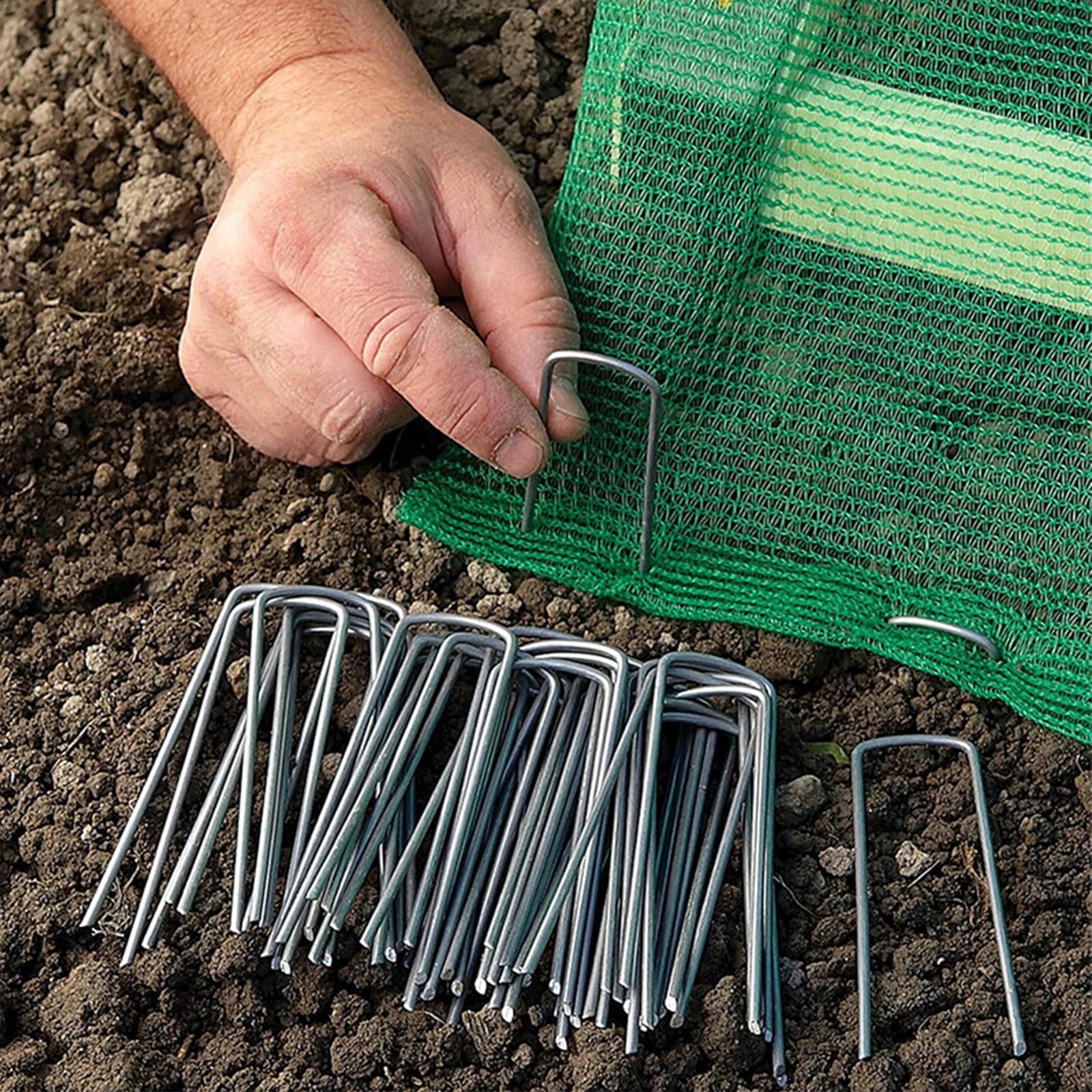 U-Shaped Garden Nails Heavy Duty Stake Lawn Galvanized Landscape Nail for Fixing Water Pipe Turf Barrier Ground Nail Qme