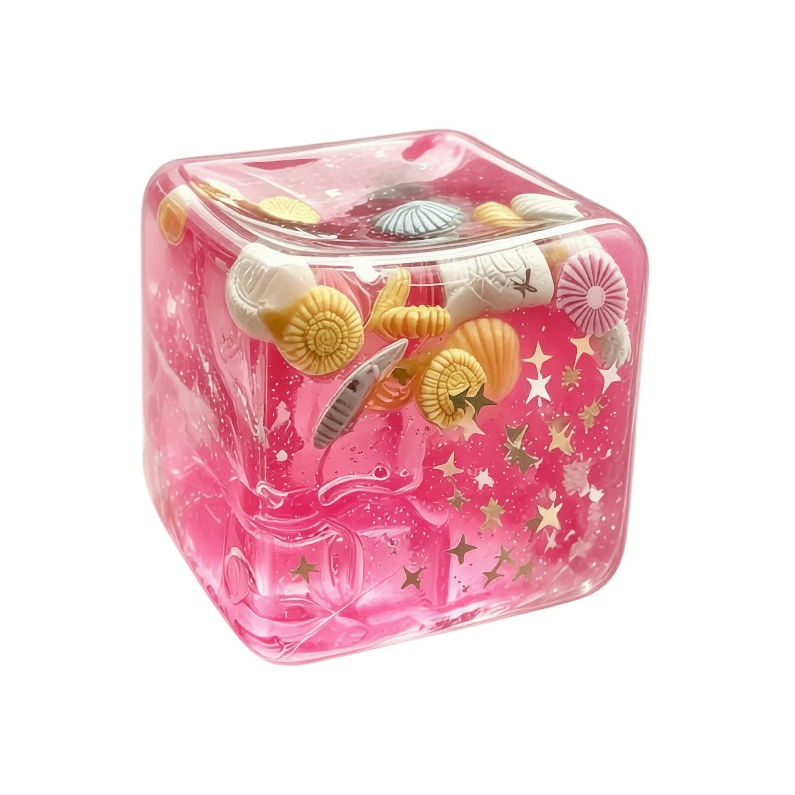 Pink Ocean Seashell Squeezable Toy Fun Stress Relief Simulation Cube Fidget Toy for Children and Adult Party Decor Qme