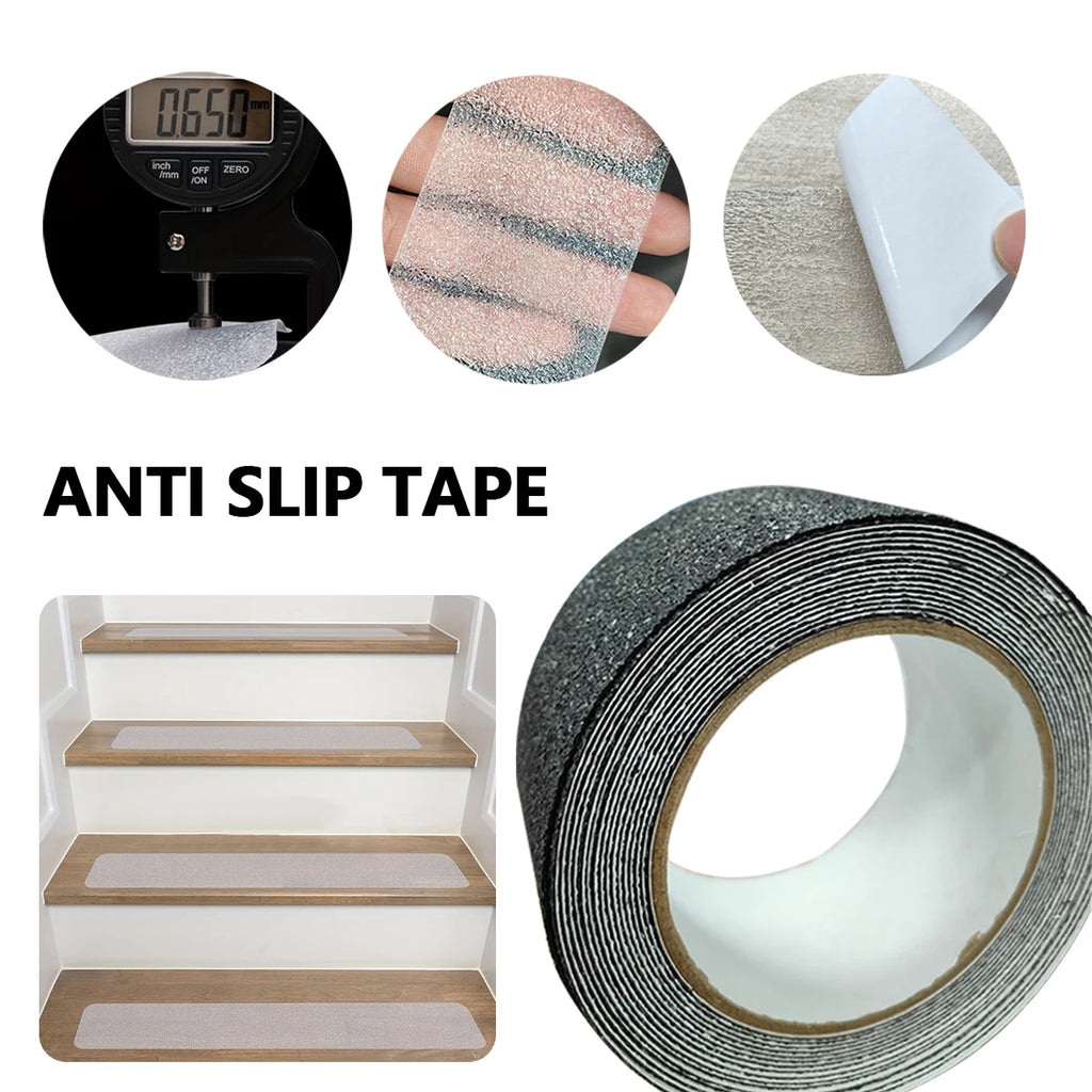 Anti-Slip Safety Tape, PEVA Material with Gravel Pattern, Waterproof Rubber Adhesive for Indoor/Outdoor Use on Plastic Surfaces Qme