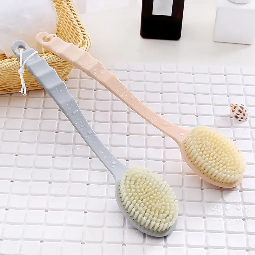 Long Handle Bath Brush Soft Body Scrub Skin Massager Shower Scrubber Qme