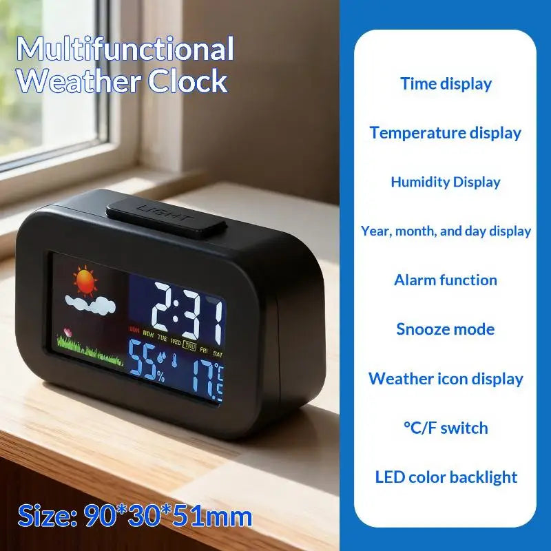 Temp Humidity Monitor Backlit Kids Teens Bedroom Dorm Desk Qme