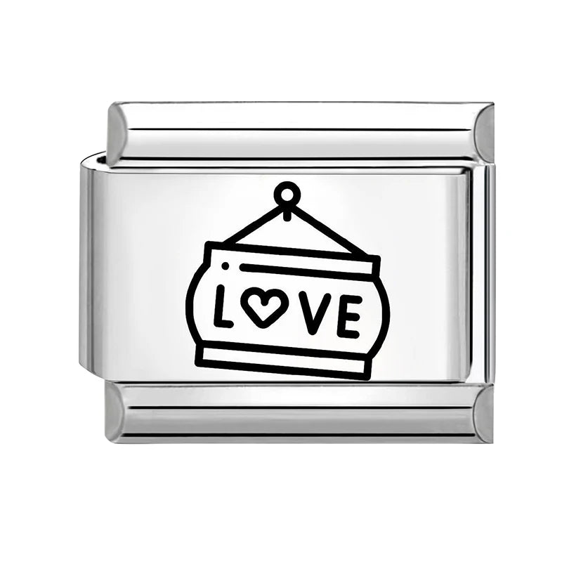 Wholesale Laser Engraving Cute Cats 666 999 Italian Charm Links Fit 9mm Stainless Steel Bracelet Women DIY Making DIY Gift Qme Style 1