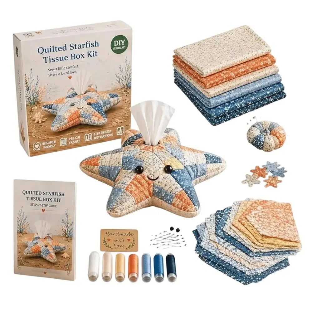 Quilted Sea Animal Tissue Box DIY Kit Handmade Decorative Handmade Tissue Box DIY Kit for Women Beginners Bathroom Office Home Qme B