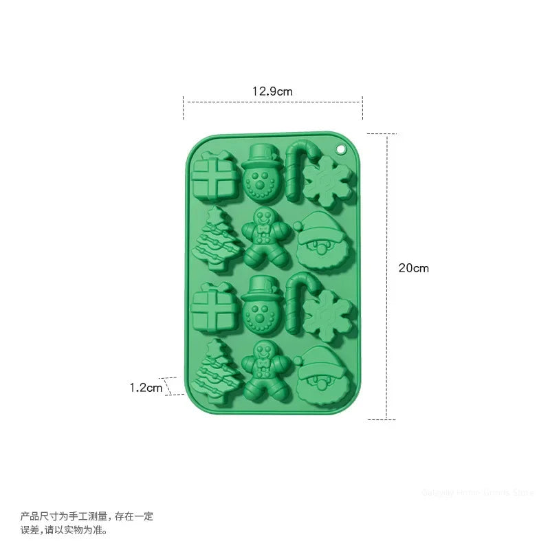 Christmas Silicone Chocolate Molds Candy Baking Moulds Handmade Qme green