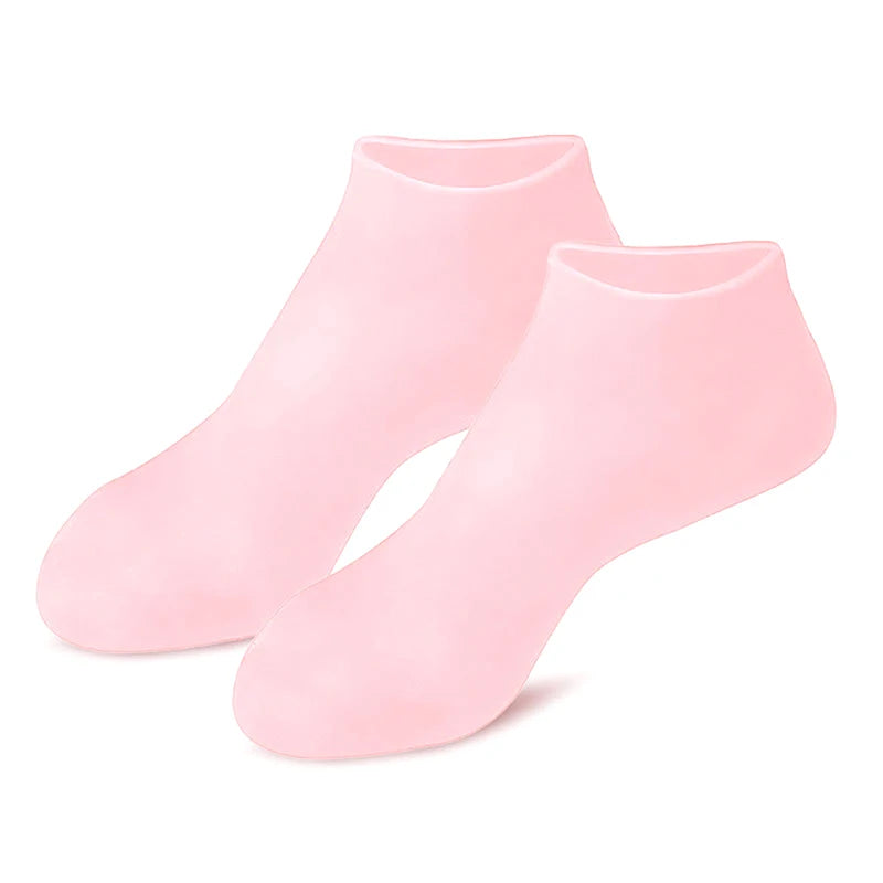 1Pair Silicone Socks Moisturizing Gel Sock Exfoliating Foot Spa Qme Pink