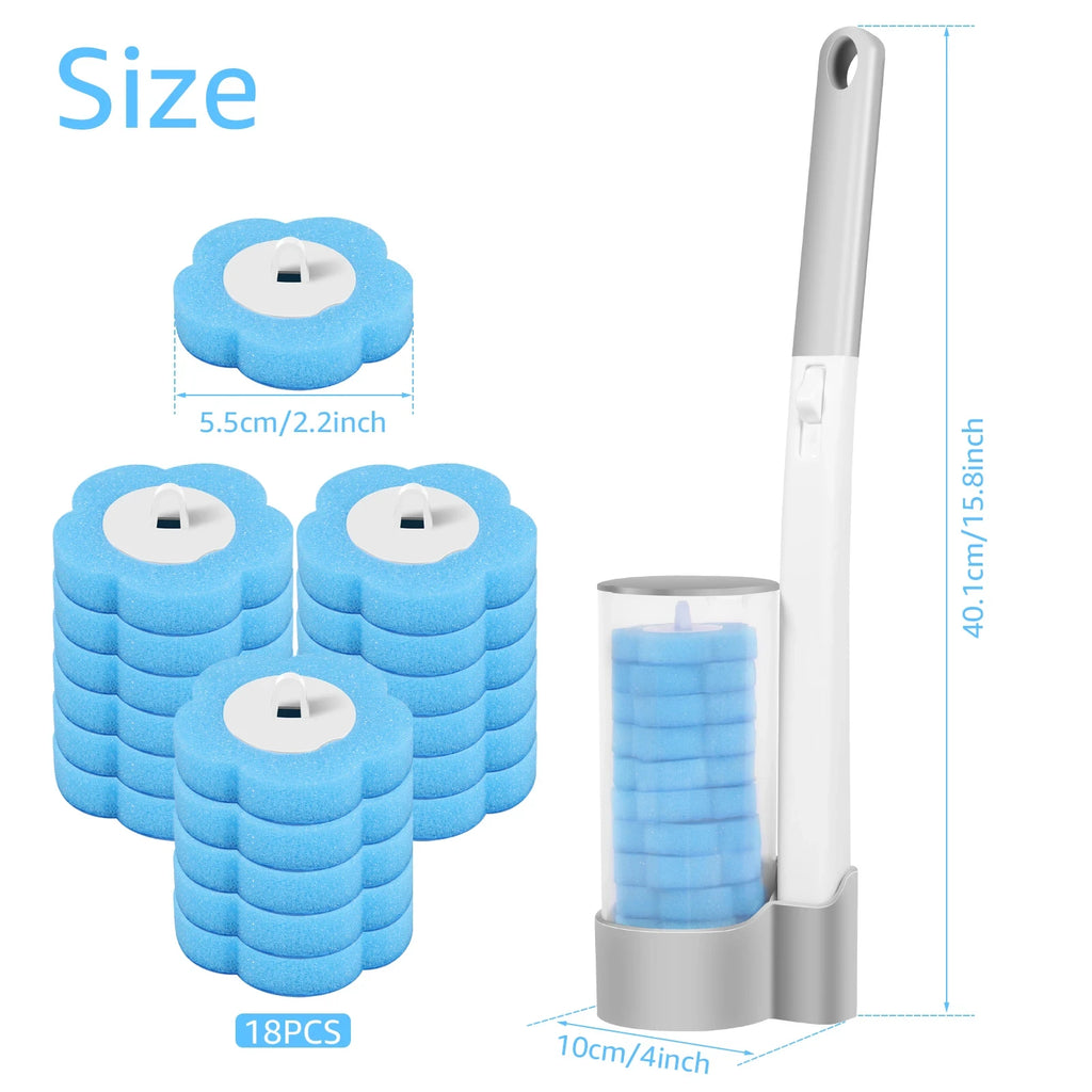 18/36Pcs Disposable Toilet Brush Long Handle Wall-mounted Wc Cleaning Tool Kit with Replaceable Brush Head Bathroom Accessories Qme