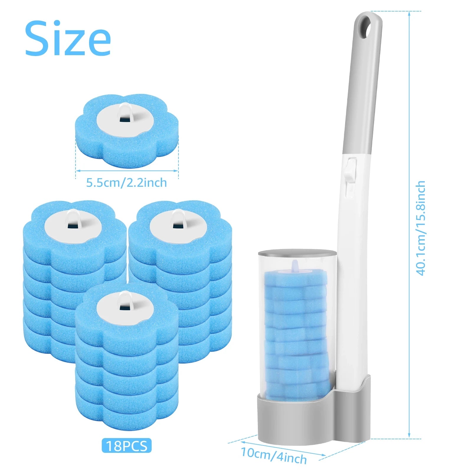 18/36Pcs Disposable Toilet Brush Long Handle Wall-mounted Wc Cleaning Tool Kit with Replaceable Brush Head Bathroom Accessories Qme