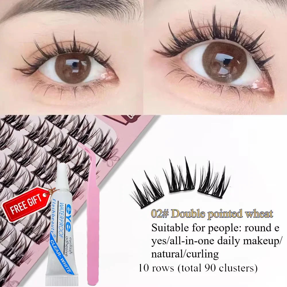 Buy1 Take 1 DIY 3D Cluster False Eyelashes Easy 3-Step Application Qme Wheat