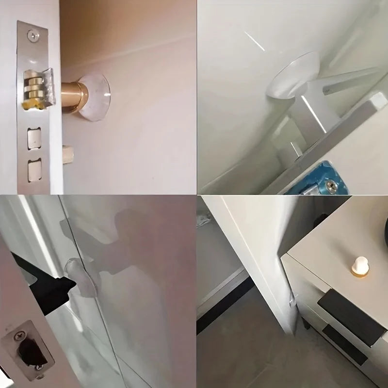 6 Households Transparent Anti-collision Adhesive Doors Silent Qme