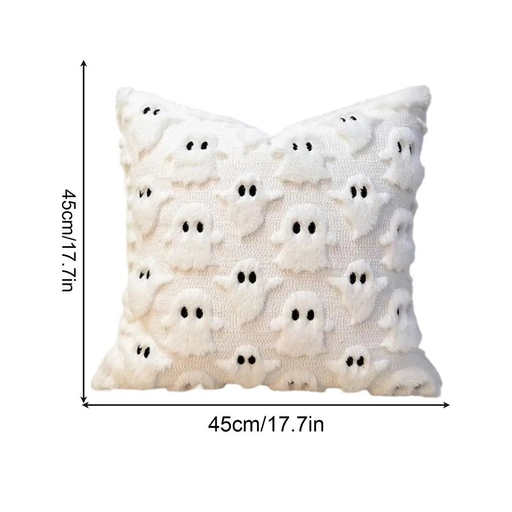 Couch Pillow Covers 18 X 18 Halloween Ghost Pillow Case Decorative Pillowcase Soft for Bedroom Apartment Dorm Room Couch Sofa Qme White