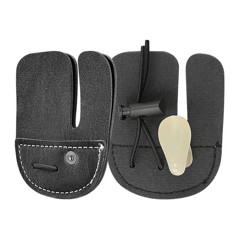 3pcs Archery Finger Guard Recurve Bow Mediterranean Style Single Double Layer 3-Finger Protector Shooting Sports Fitness Gear Qme Black-DoubleLayer
