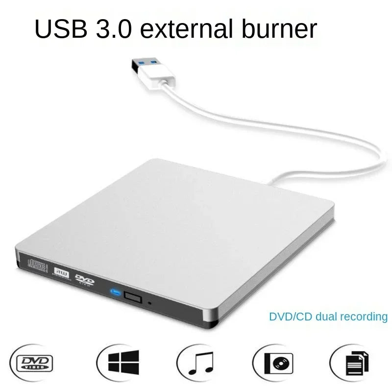 USB3.0 Mobile Optical Drive DVD Burner External Notebook Desktop Optical Drive Silver White, Black Optical Drive Qme