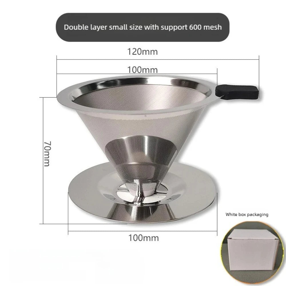 Food Grade 304 Stainless Steel Coffee Infuser Dual-Layer Filter Reusable Dripper Holder Rust Resistant Easy Clean Design Qme