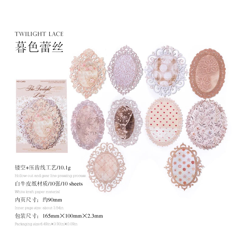 10 pcs Large size Hollow lace material paper DIY Scrapbooking Diary Album Creativity handmade Decorative Junk Journal Supplies Qme E5