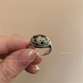Vintage Open Ring for Ladies Simple Brown Stone Ring Luxury Irregular Retro Punk Rings Exquisite Engagement Jewelry Gifts Qme 1 resizable