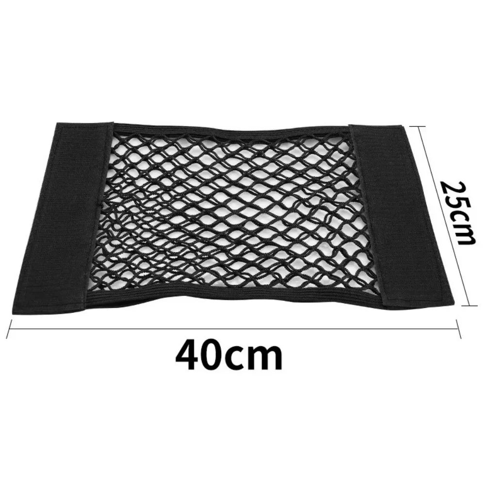 Doublelayered Mesh Bag Back Compartment Storage Universal Car Trunk Organizer Rear For Seat Net With Magic Tape Auto Interior Qme 25x40cm