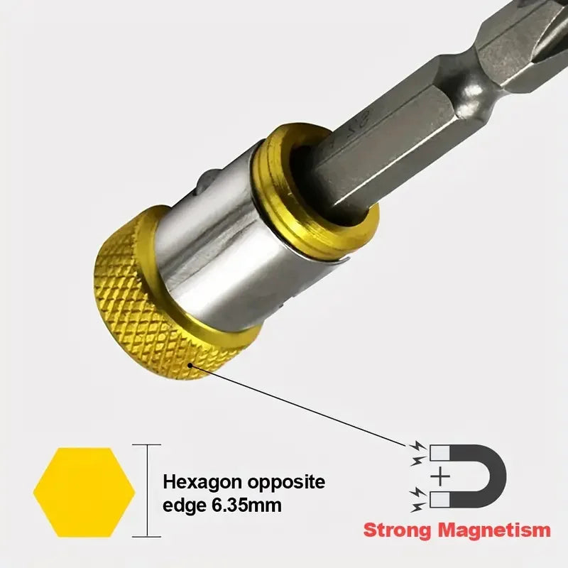 5Pcs Alloy Magnetic Ring Bit Electric Magnetic Ring Screwdriver Bits Head Holder Anti-Corrosion Strong Magnetizer Bit Tool Qme
