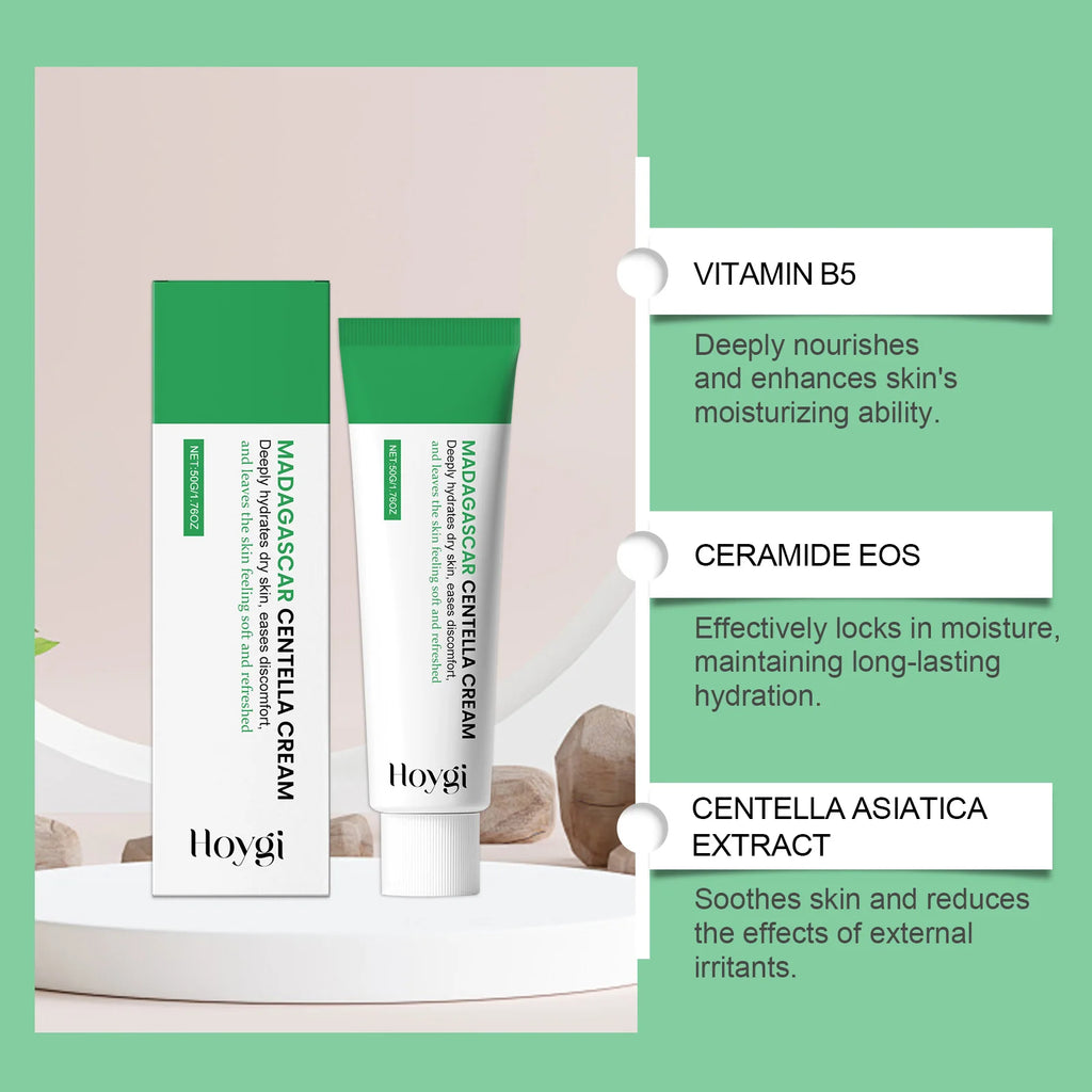 Centella Soothing Cream with Ceramide & B5 Face Repair Moisturizer Redness Relief Soothing Cream for Dry Sensitive Skin Qme