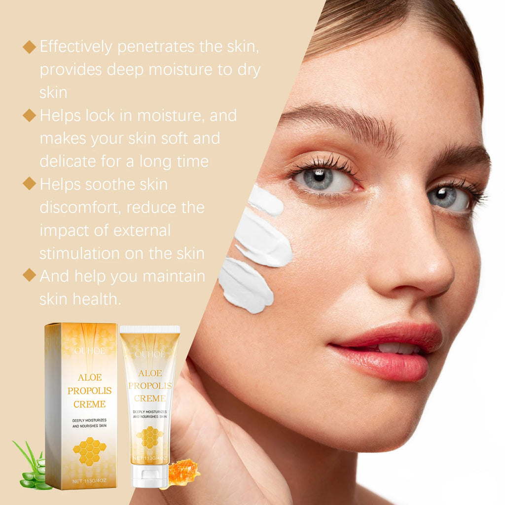 Aloe Propolis Moisturizing Cream Soothing Repairs Nourishing Wrinkles Remover Rejuvenating Brightening Face & Body Cream Qme