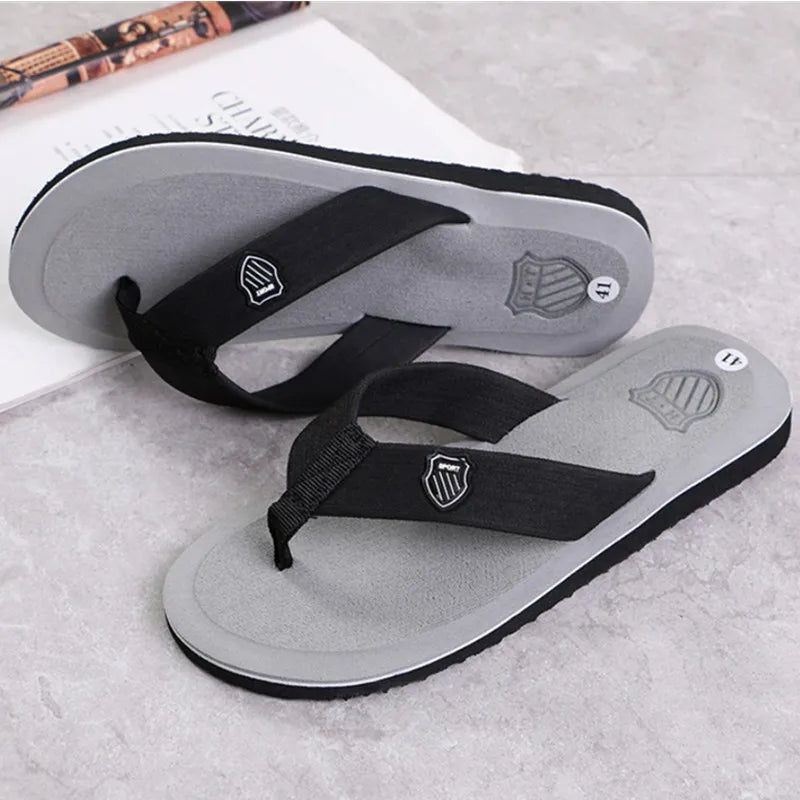 High Quality Summer Slippers Men Flip Flops Beach Sandals Non-Slip Casual Flat Shoes Slippers Indoor Shoes Men Outdoor Slides Qme Gray 45