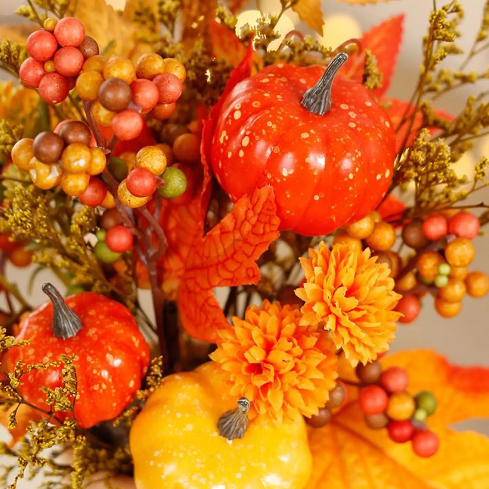 Fall Centerpieces Fake Pumpkins Thanksgiving Table Decor Artificial Plants Party Supplies For Halloween Office Autumn Desk Qme