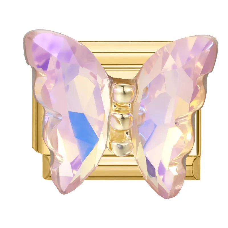 2026 Fashion Unique Colorful Luxury Gems Zircon Gold Color Italian Charm Links Fit 9MM Stainless Steel Bracelet DIY Making Gifts Qme Style 9