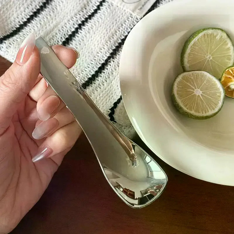 2Pcs Stainless Steel Ice Cream Spoon Multi-purpose Yogurt Dessert Scraper Spoon Oat Cake Jam Mixing Scoop For Home Kitchen Use Qme