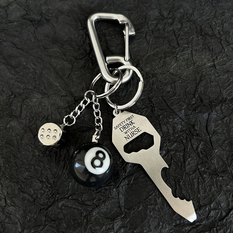 Carabiner Keychain Punk Star Oval Essential Icon Pendant Keyring Qme