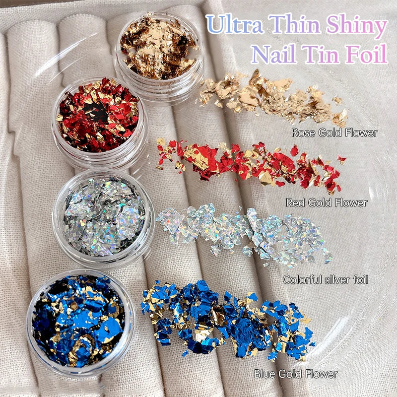 1Box Gold Foil Fragment Nail Glitter DIY Nails Sticker Art Qme
