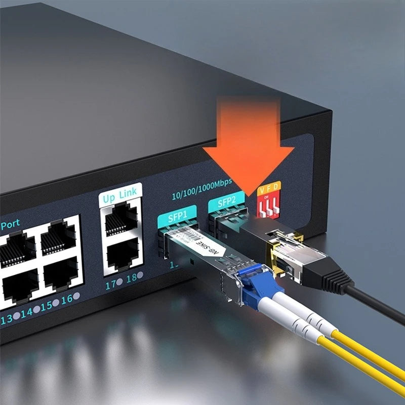 SFP Fiber Module Ethernet Port RJ45 module 1000BASE-T Switch connector Copper Compatible with Mikrotik Gigabit Ethernet Qme