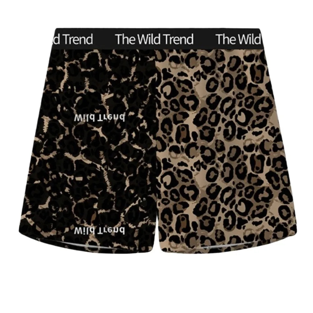 Loose Leopard Beach Shorts High Waist Underpants Men's Sleep Bottoms Sweatshorts Pajamas Baggy Bloomers Shorts Pants Qme XXL Style F