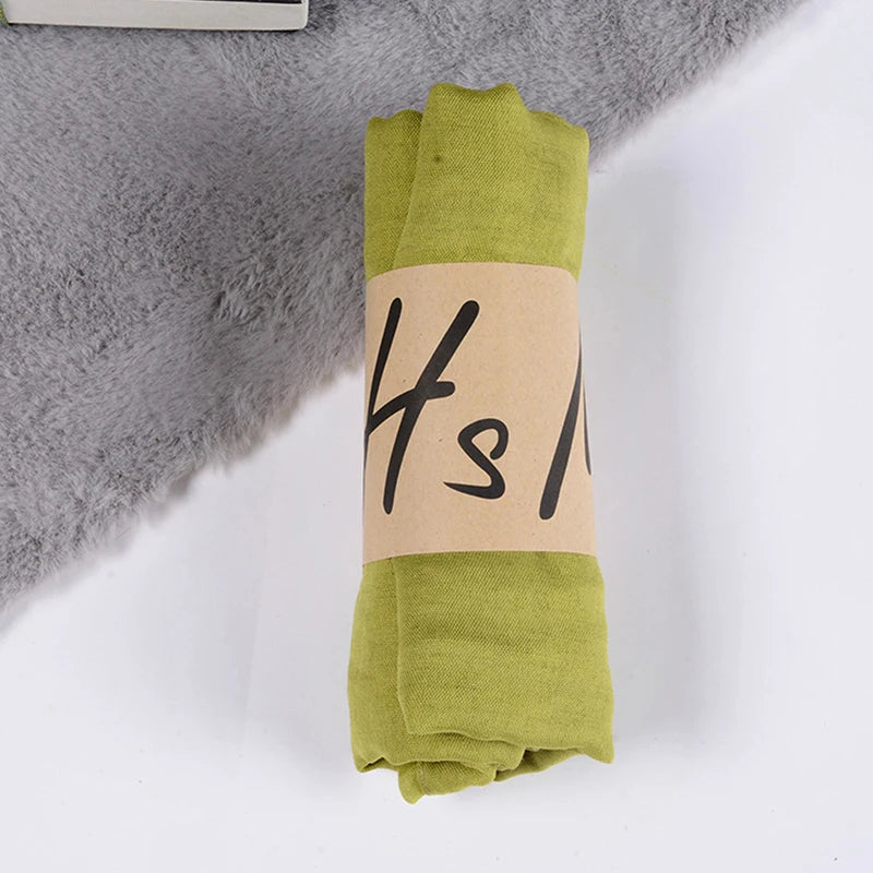 Women Native Windproof Scarf Shawls Wraps Solid Cotton Warm Scarves Qme Green