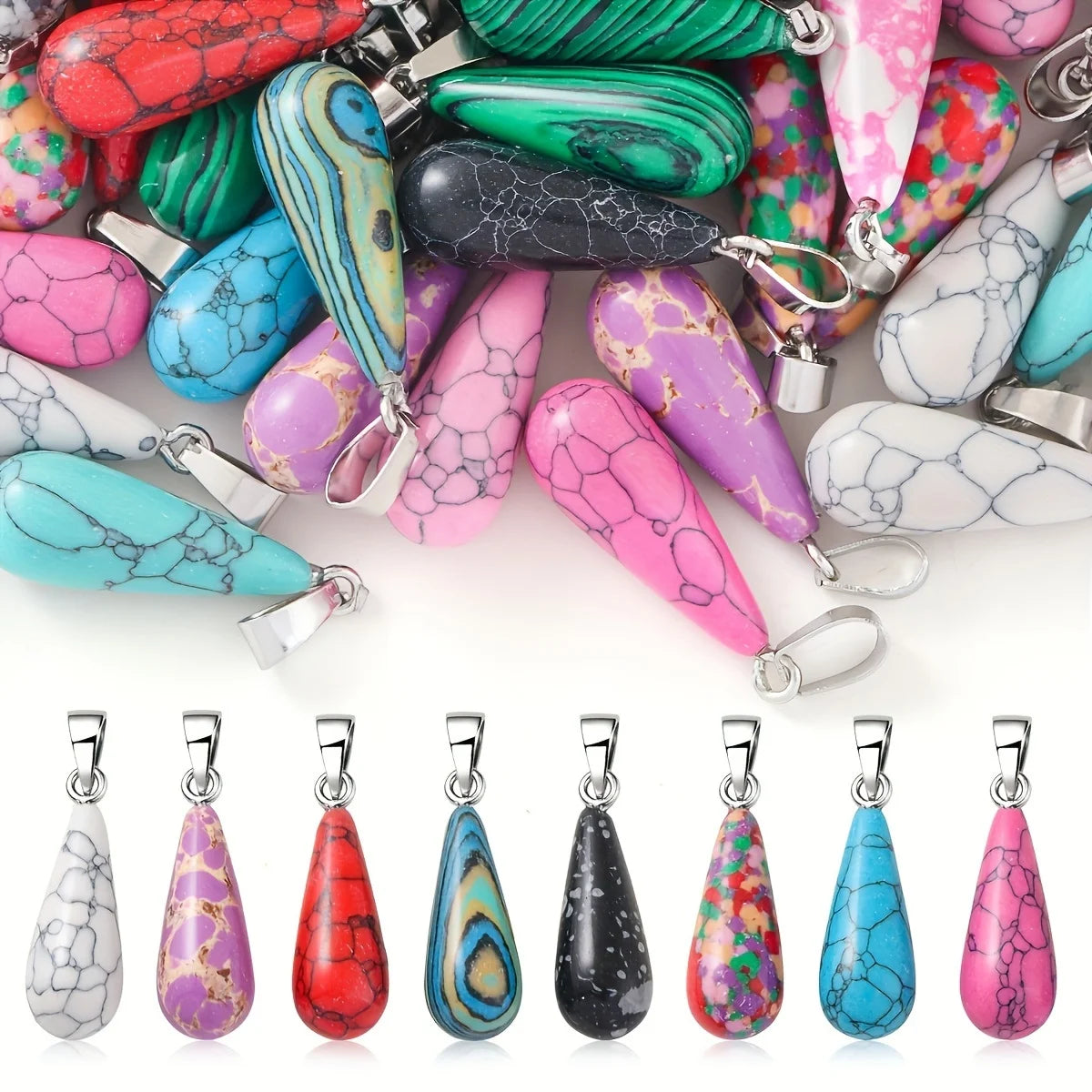 Long Water Drop Stone Pendant - Materials And Accessories For Jewelry, Necklaces, Bracelets, Earrings, DIY Jewelry Making Qme