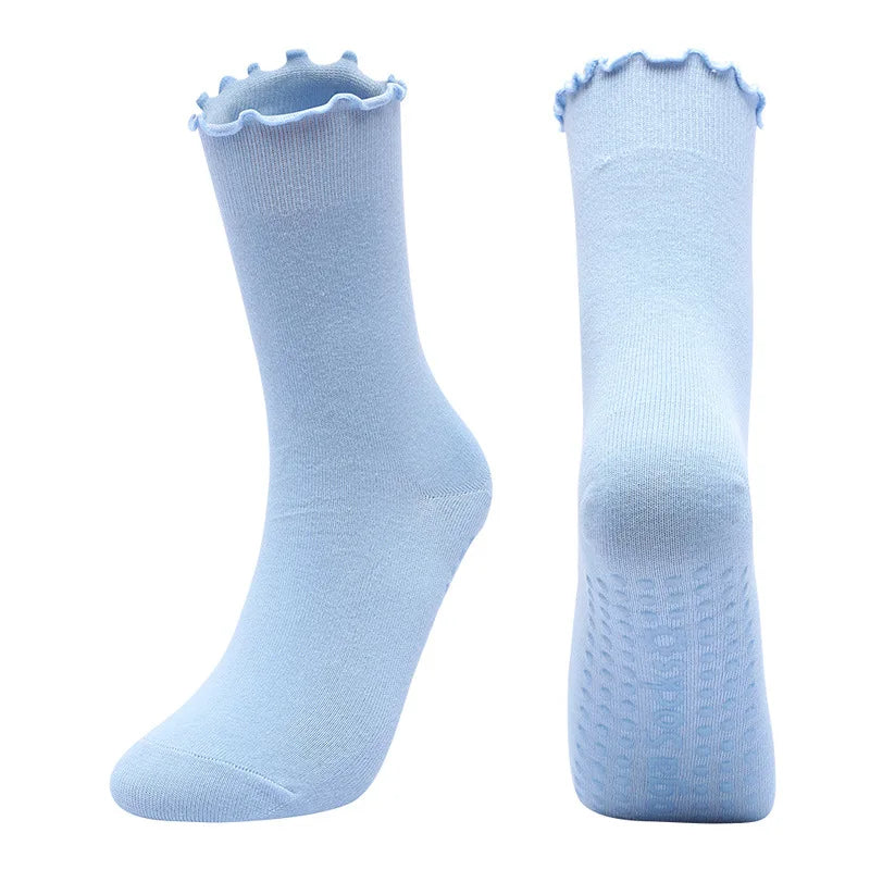 Ladies' Fitness Cotton Breathable Non- Pilates Yoga Socks Damping Dance Ballet Grip Socks Solid Color Casual Knee-high Socks Qme e One Size