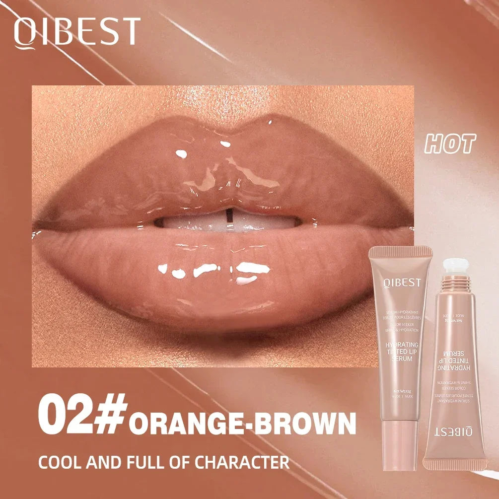 QIBEST Watery Crysta Lip Glaze Moisturizing Serum Brightening Lip Color Jelly Lip Gloss Glass Long Lasting Lip Oil Tint Cosmetic Qme 02