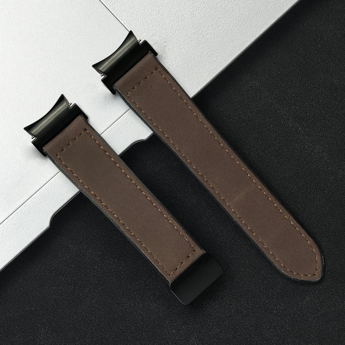 20mm Quick fit Leather Band for Samsung Galaxy Watch 6 5 4 40 44mm watch 5 pro 45 for 6/4 classic 43 47mm 42 46mm No Gaps Strap Qme
