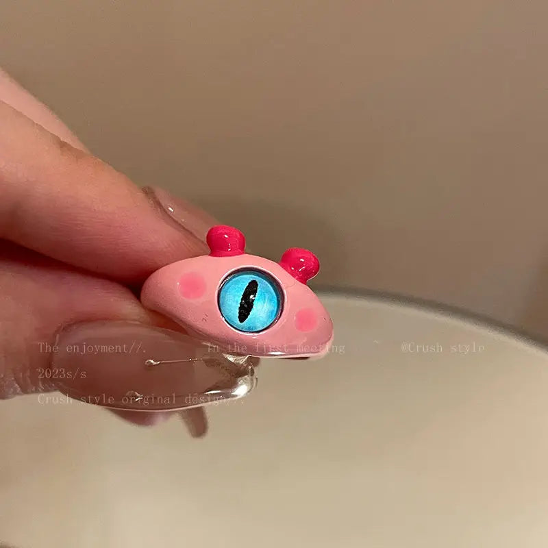 Funny Big eye little Monster Open Rings Women Cartoon Cute Cat Resin Finger Ring Y2K Fashion Couple Friends Jewelry Gifts Qme 2 China Mainland resizable