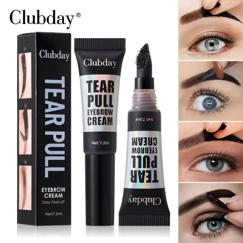 Easy Peel-off Eyebrow Tint Cream Natural Long Lasting Brows Tattoo Waterproof Non-smudging Gel Big Brush Head Liquid Eyebrow Dye Qme
