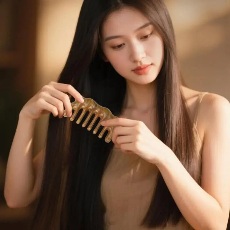 Sandalwood Wide Tooth Guasha Scraping Body Massage Wood Meridian Comb Qme