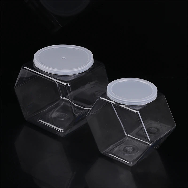 Transparent Hexagonal Candy Cookie Jar Plastic Packaging Jars Sealed Qme