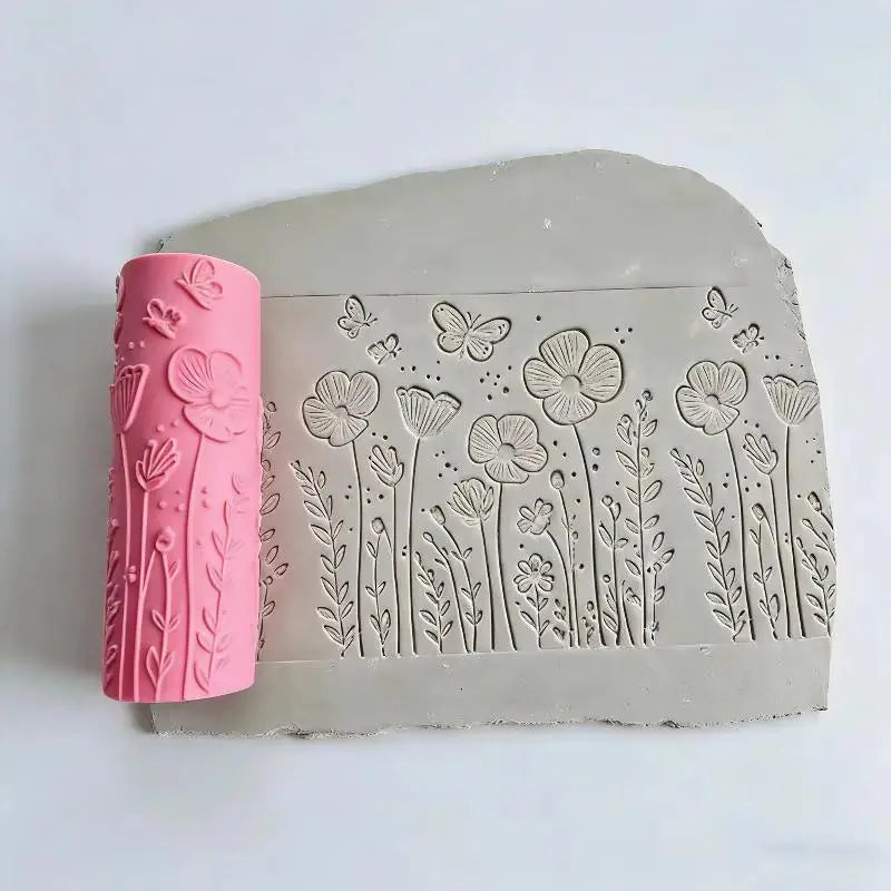 Floral Butterfly Texture Polymer Clay Roller Food-safe Ceramic Qme